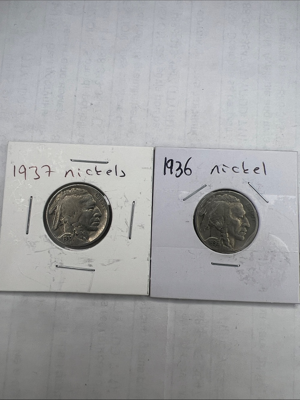 Pair of 1936 & 1937 Buffalo Indian Nickels